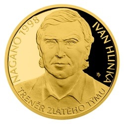 Zlatá půluncová mince Ivan Hlinka čísl. certifikát proof