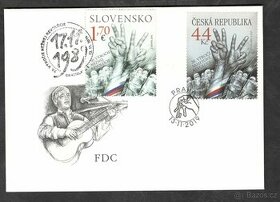 2019 FDC 30. vyroci Sametove revoluce kombinovana frankatura