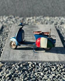 Plechový retro skútr - modrý motorka skvělý dárek - 1