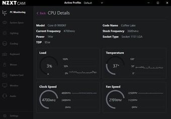 intel i9 9900kf, 32gb ram, kraken, mb
