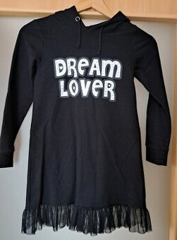 Dívčí mikinové šaty s kapucí, vel. 128/134