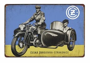 cedule plechová - Čezeta: Česká zbrojovka Strakonice-sidecar