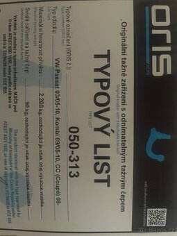 Tažné zařízení VW passat B6 a passat CC odnímatelné zánovní