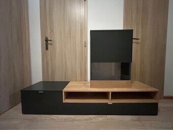 Obývací stěna - RTV stolek, nástěnná vitrína, polička
