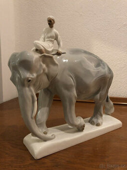 MEISSEN Art Nouveau - Slon s Indiánem - Paul Walther 1906 - 1