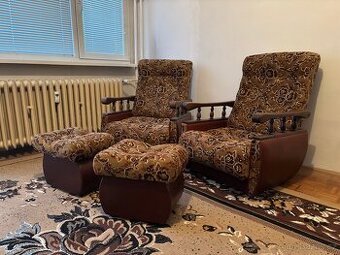 2x křeslo s taburetem