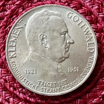 Stará stříbrná mince  100 Kčs K. Gottwald 1921-1951