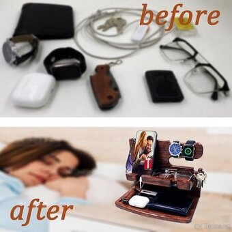 Drevený organizér TESLYAR – stojan na mobil diaľkové dopln