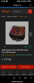 Chladič AMD am4 Wraith prism argb