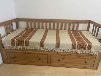 Rozkládací postel  dubová, HEMNES+matrace