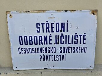 Stará smaltovana cedule střední odborné učiliště