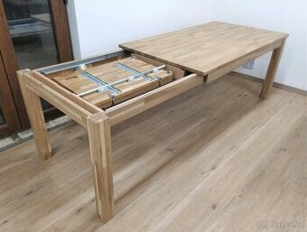Nový rozkládací stůl bělený dub masiv 90x180+70 cm