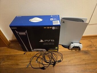 PS5 PlayStation 5 Digital s ovladačem, stojanem a krabicí