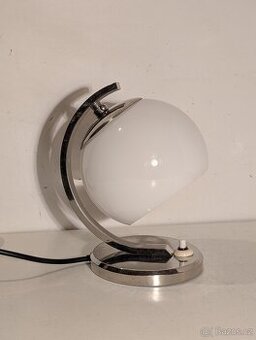 Art Deco lampička niklovaná mosaz bílé stínidlo TOP stav