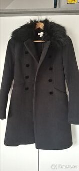 Dámský zimní kabát,elegantný,černý s odepínatelnou kožešinou