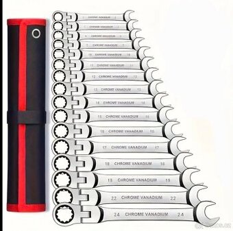 Sada 16ks ráčnových klíčů 6-24 s otočnou hlavou