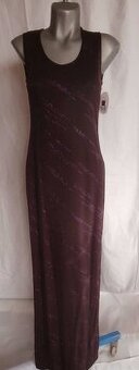 prodám dlouhé pružné šaty vel 38,bordové s fialovým tiskem