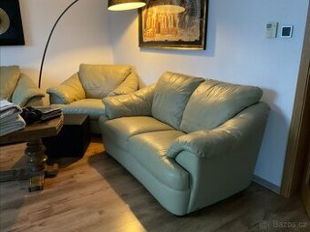 Kožená sedací souprava ITALSOFA 3+2+1 Světlá oliva