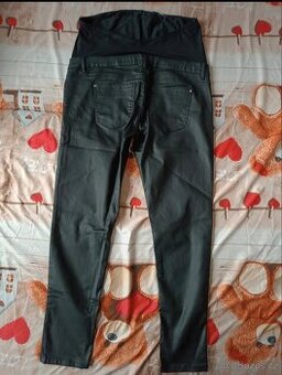 Černé lesklé těhotenské kalhoty vel 46