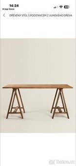 Dřevěný stůl s podstavcem z jilmového dřeva