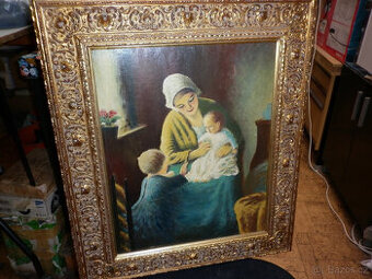 Starý obraz-Matka s dětmi