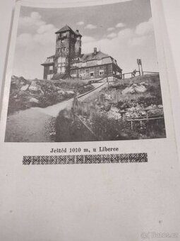 Starý Ještěd (1946)  Pohlednice s původním vyhořelým hotele