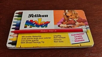 Retro fixy Pelikan Maler 31 – plechová krabička, 70./80. lét