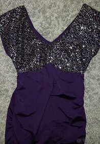 Krásné slavnostní společenské fialové šaty XS/S - 1