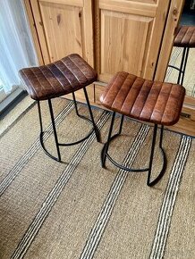 Kožené/kovové barové židle nkuku - 1