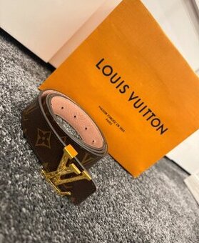 LV Monogram pásek – růžová kůže & canvas, zlatá spona - 1