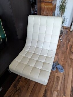 Designové křeslo, bílé, umělá kůže