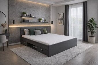 Multifunkční postel s rošty a matrací vcelku 160x200cm