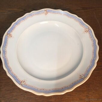 Malovaný porcelán tác talíře omáčník Loket 1833 Biedermaie