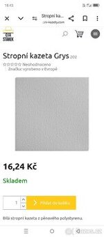 Nové stropní polystyren kazety se zámkem 50x50 cm na 22m2