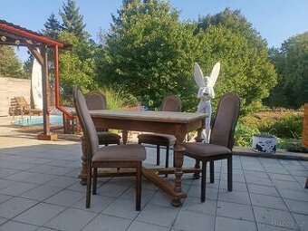 Starožitný jídelní stůl rozkládací+židle