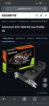 Gigabyte GeForce GTX 1650 OC Low Profile 4GB GDDR6
