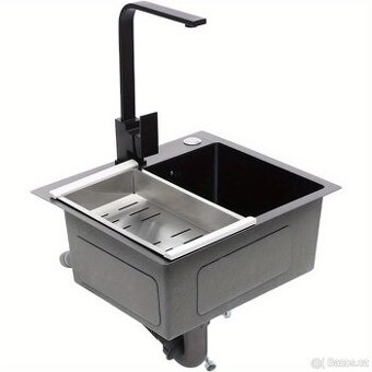 Moderní Nerez dřez do kuchyně 40×45 s baterií a sifonem