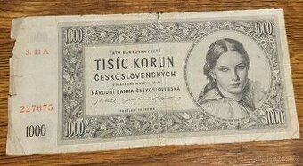 Bankovka 1000 korun 1945, I. vydání - l série A 1