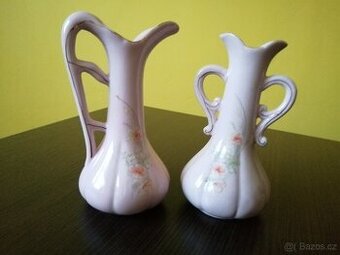 Růžový porcelán džbán a váza