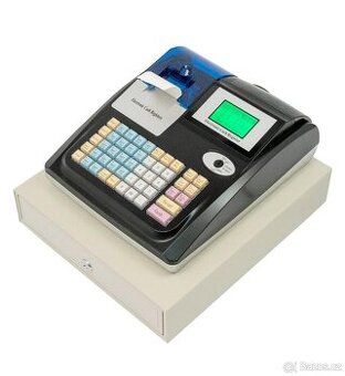 Elektronická pokladna s duálním displejem a zásuvkou