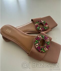 Pantofle s barevnými kamínky, Zara, 39 - 1