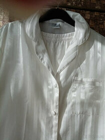 Dámské saténové pyžamo 44 - 46 + krajková košilka bílá L - 1