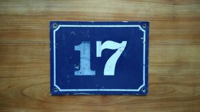 Retro domovní číslo 17 - starožitnost, staré číslování SLEVA