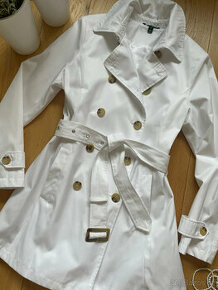 Nový bílý kabát trench coat trenčkot Ralph Lauren, vel. L
