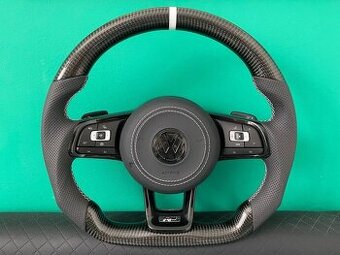 VOLKSWAGEN VOLANT KARBON - PERFOROVANA KOŽA - BIELE ŠITIE