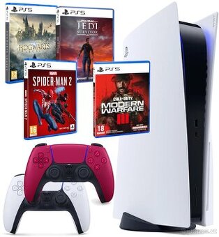 PlayStation 5 + 2x Dualsense Gamepad + 4 hry