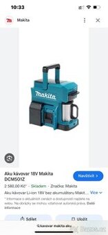 Prodám aku kávovar makita.