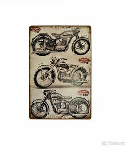 plechová cedule - Jawa 250 + 350 + 500 (dobová reklama)