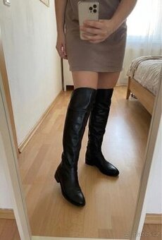 Vysoké kožené kozačky Geox vel.38 - nad kolena, 2 styly