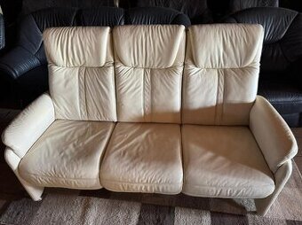 Kožená krémová pohovka,6047